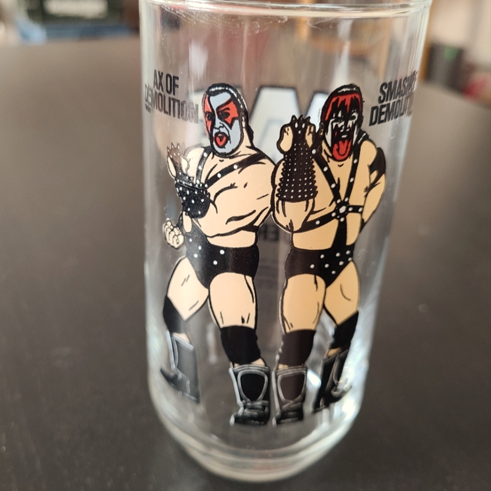 Vintage 1990 WWF Demolition Titan Sports Glass